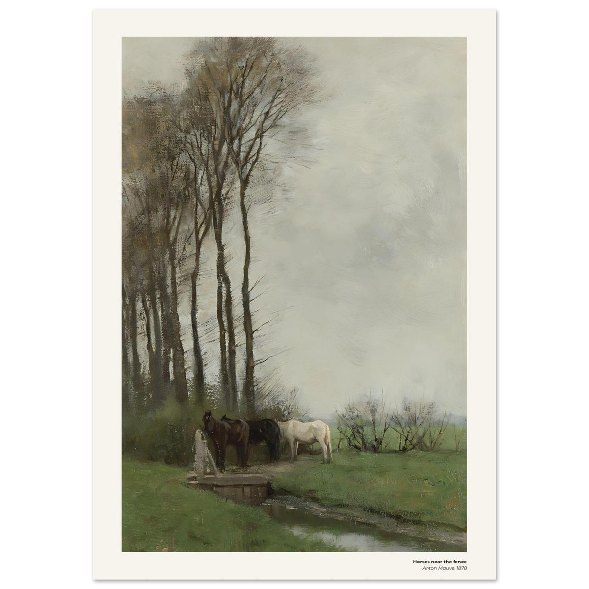 Chevaux près de la clôture – Anton Mauve, détail de la reproduction