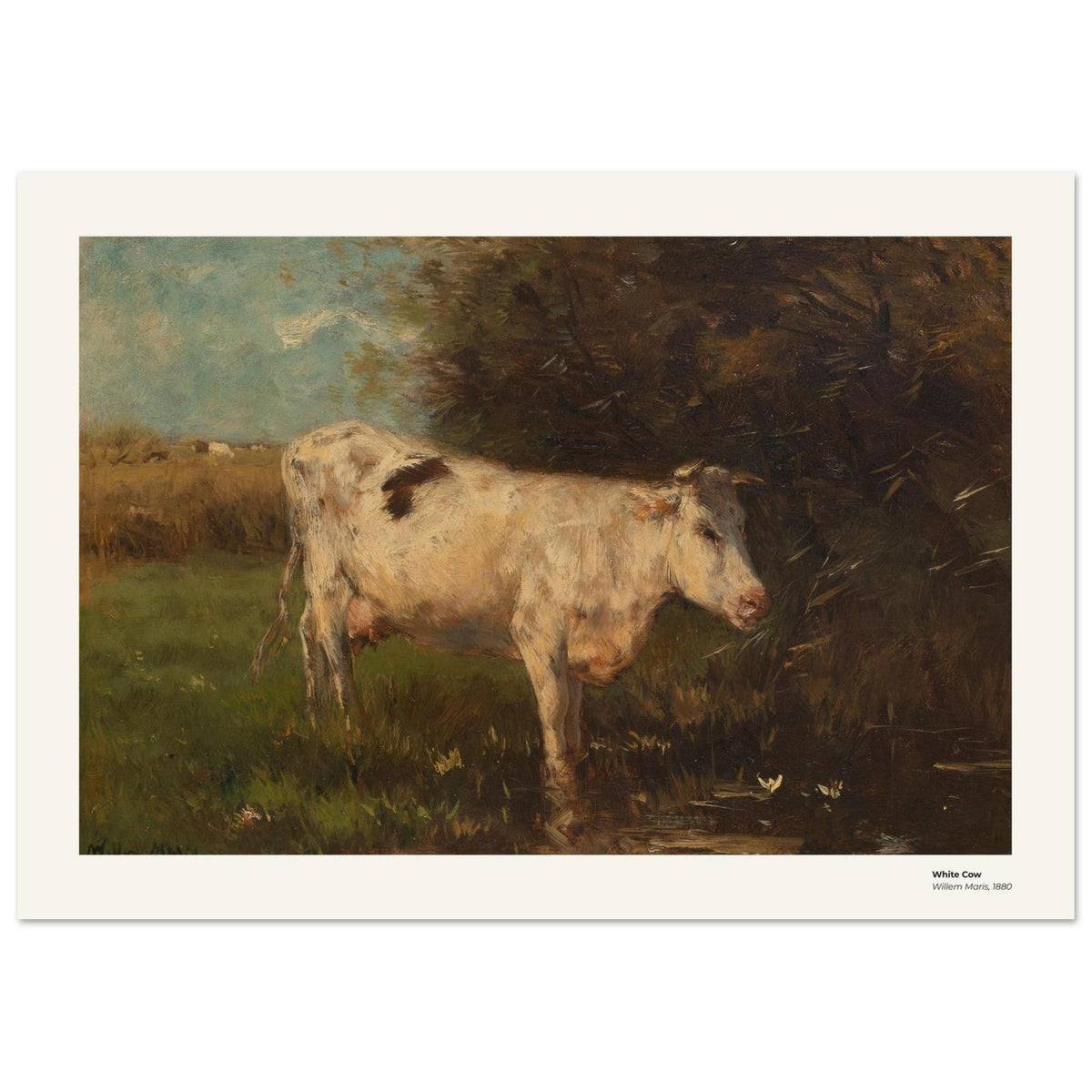 Vache blanche – Willem Maris, détail de la reproduction