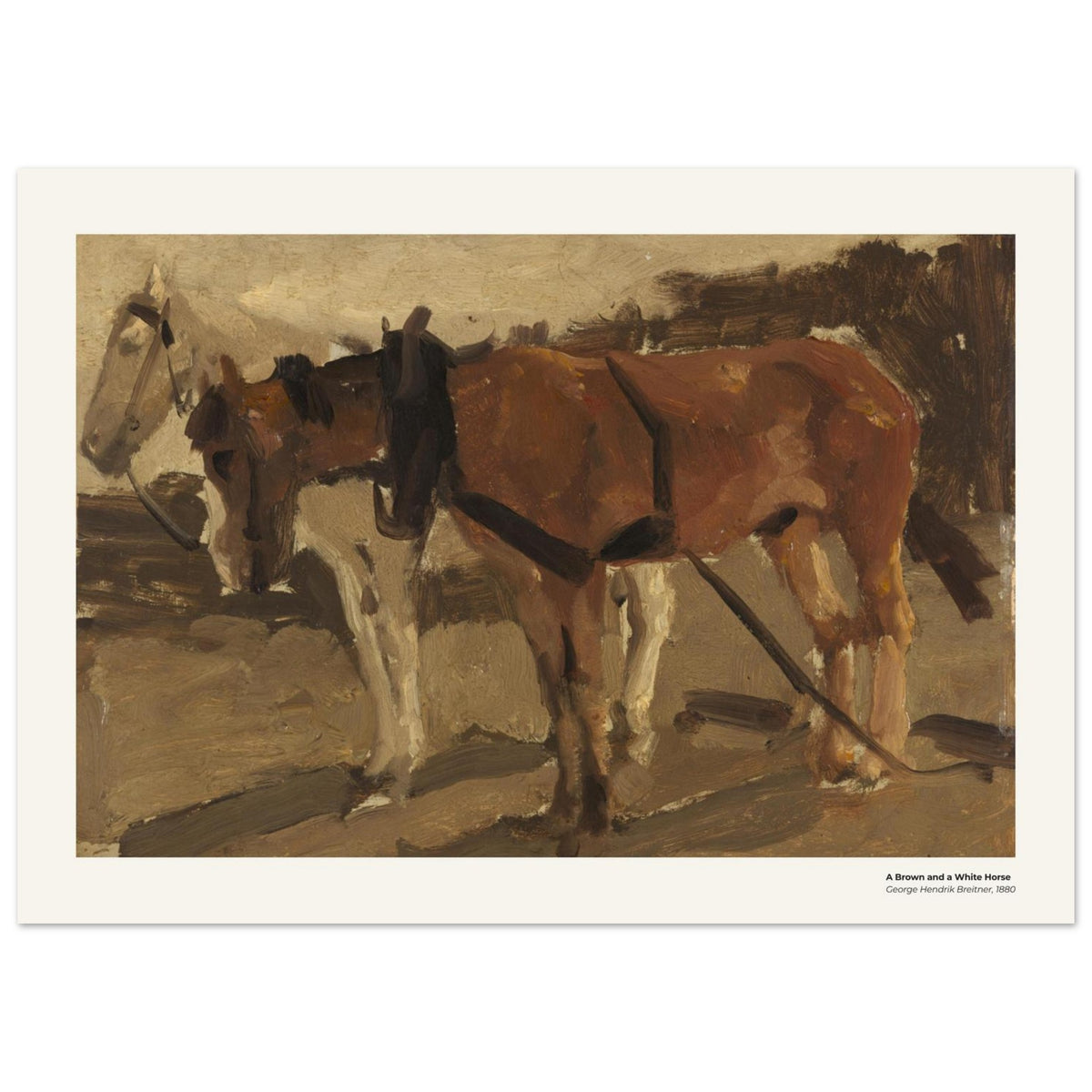 Un cheval brun et un cheval blanc – George Hendrik Breitner, détail de la reproduction