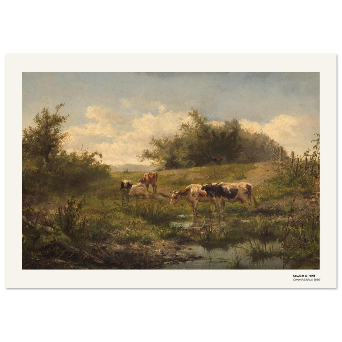 Vaches à la mare – Gerard Bilders, détail de la reproduction