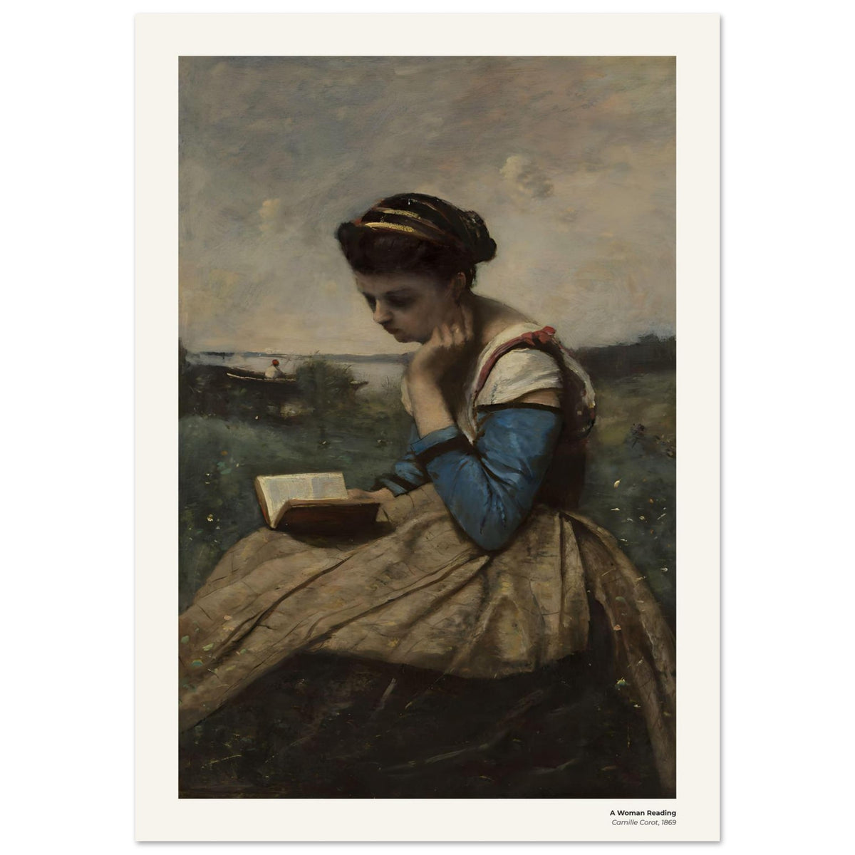 Une femme lisant – Camille Corot, reproduction d'art