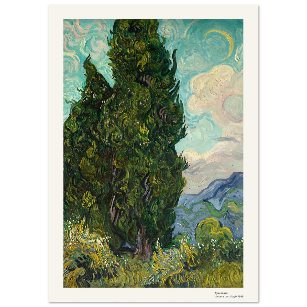 Cyprès – Vincent van Gogh, détail de la reproduction