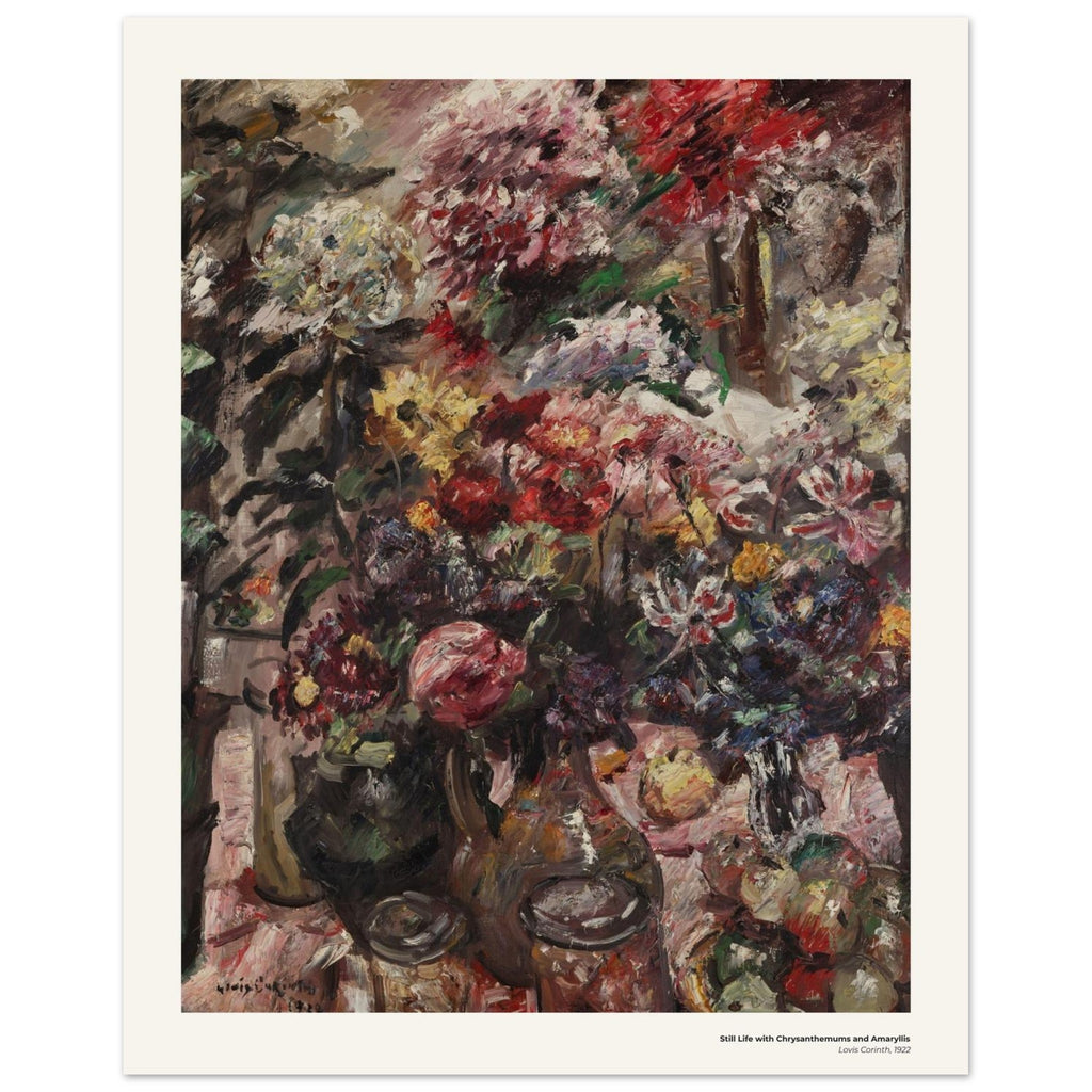 Nature morte aux chrysanthèmes et amaryllis – Lovis Corinth, reproduction d'art