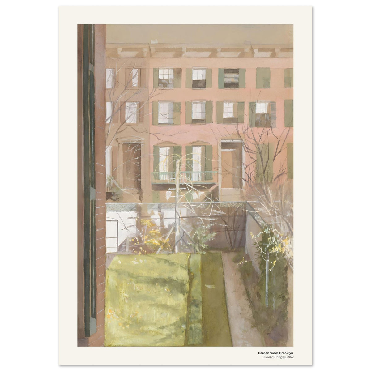 Vue sur le jardin, Brooklyn – Fidelia Bridges, reproduction d'art