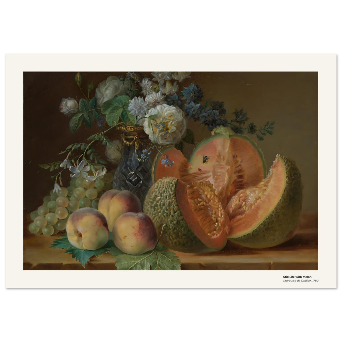 Nature morte au melon – Marquise de Grollier, détail de la reproduction