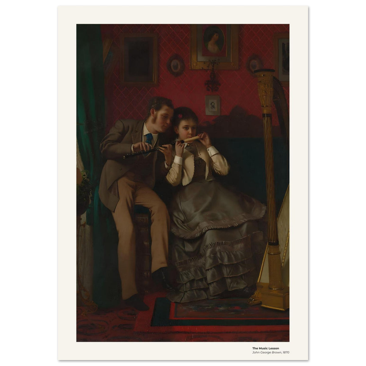 La leçon de musique – John George Brown, reproduction d'art