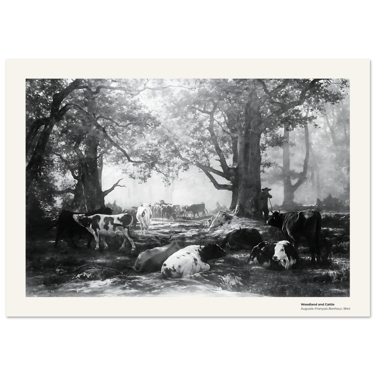 Zones boisées et bétail – Auguste Bonheur, détail de la reproduction