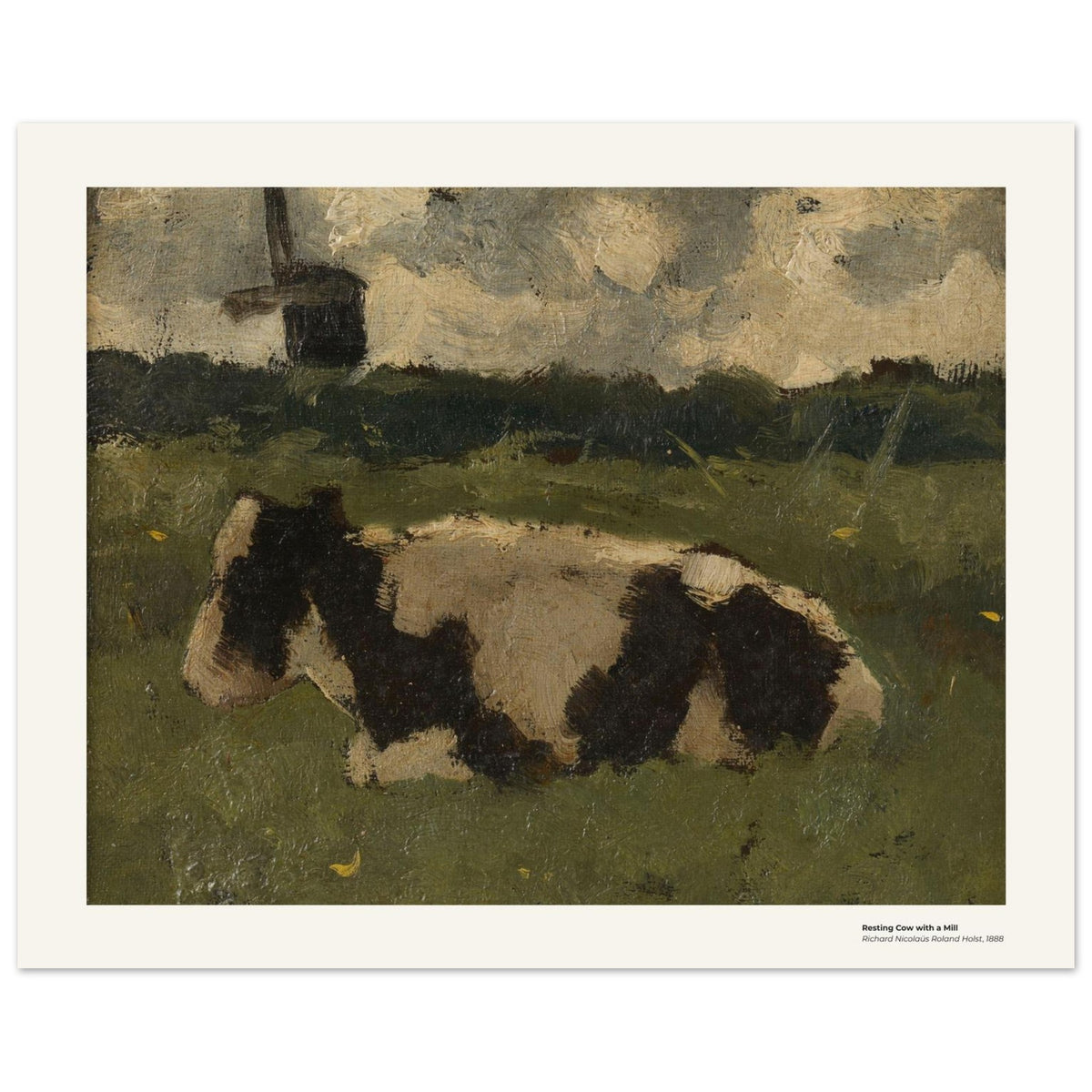 Vache au repos devant un moulin – Richard Nicolaüs Roland Holst, détail de la reproduction