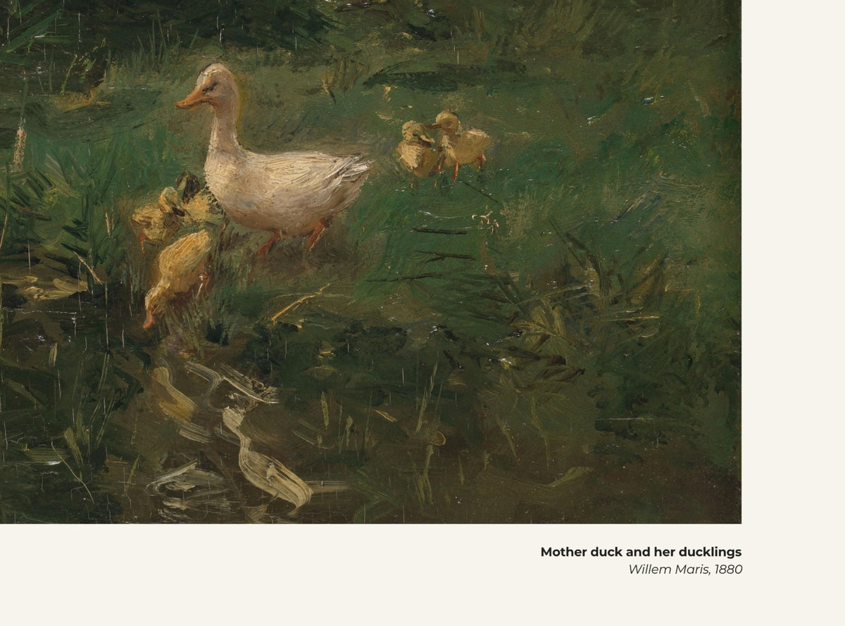 Cane et ses canetons – Willem Maris, avec légende titre et artiste