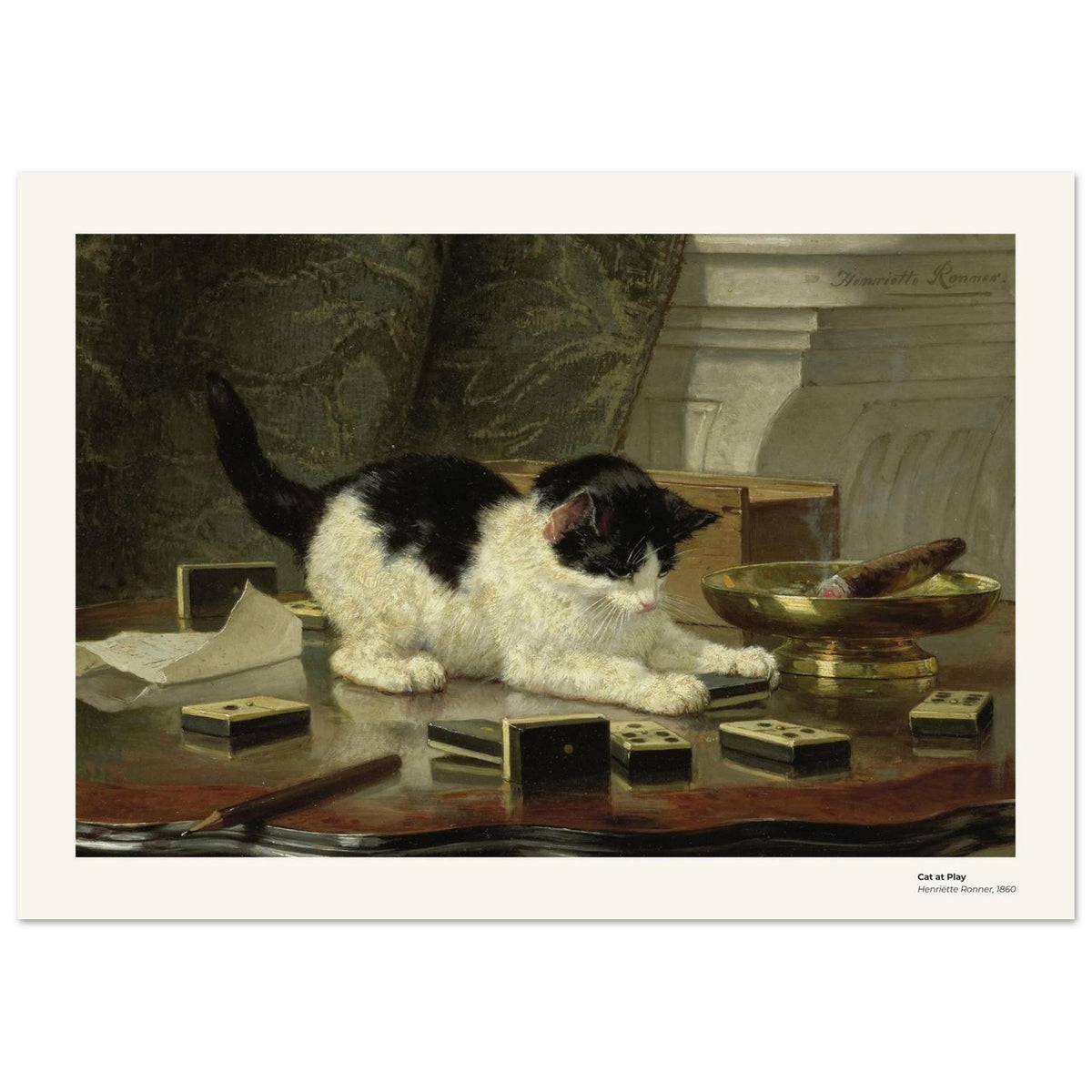 Chat jouant – Henriëtte Ronner, détail de la reproduction