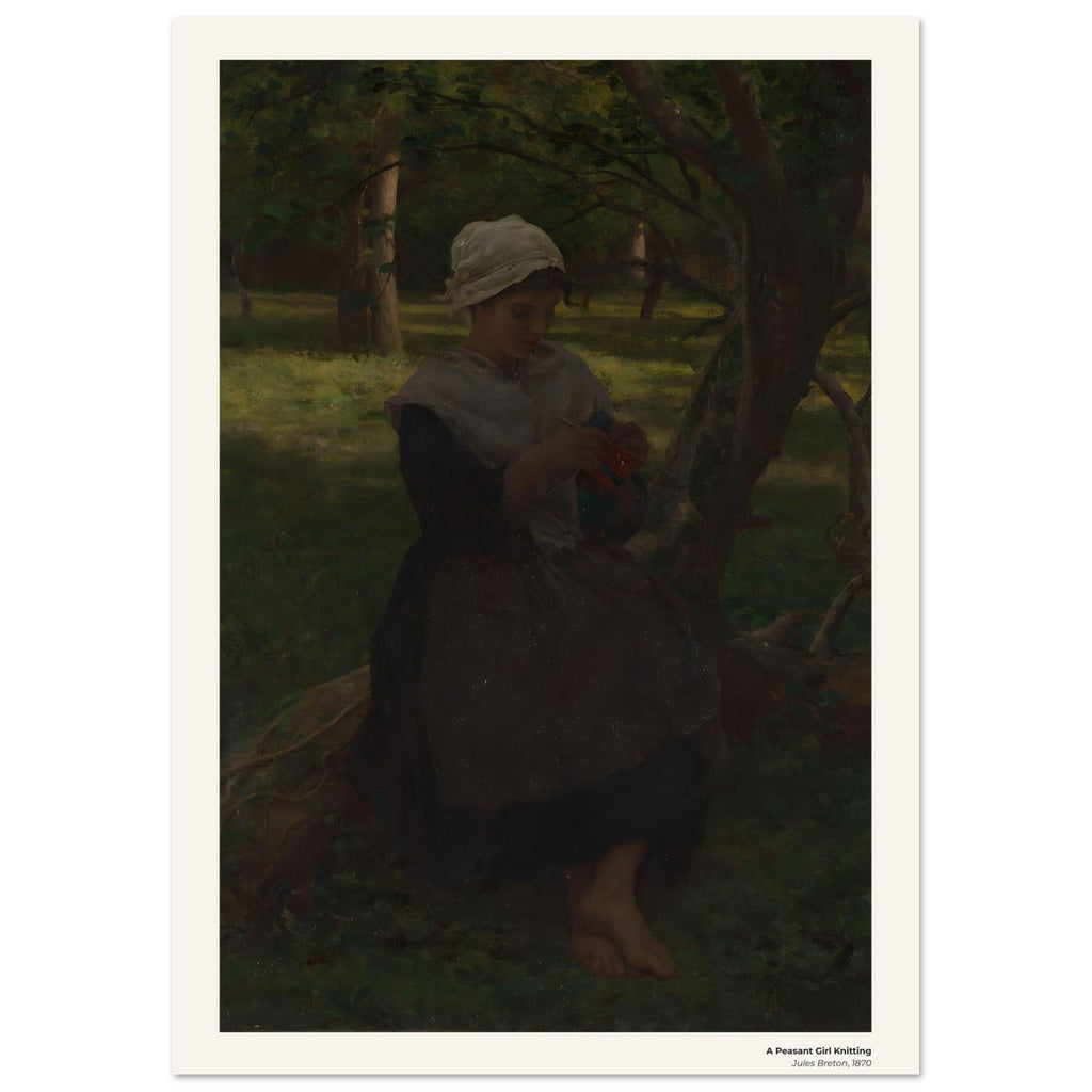 Une paysanne tricotant – Jules Breton, détail de la reproduction