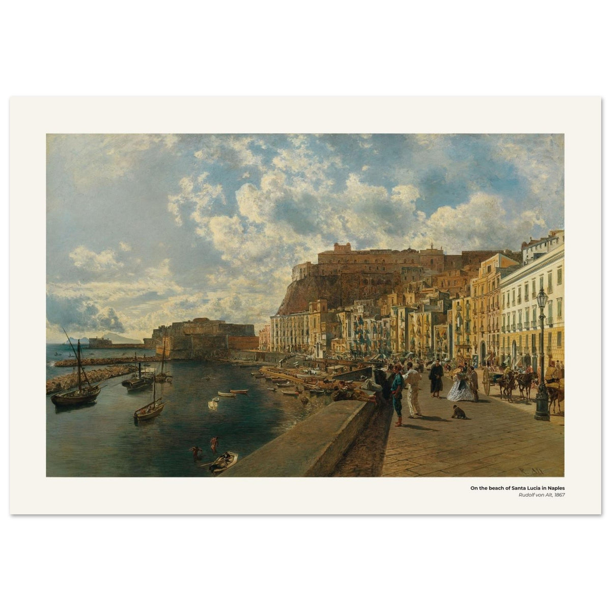 Sur la plage de Santa Lucia à Naples – Rudolf von Alt, reproduction d'art