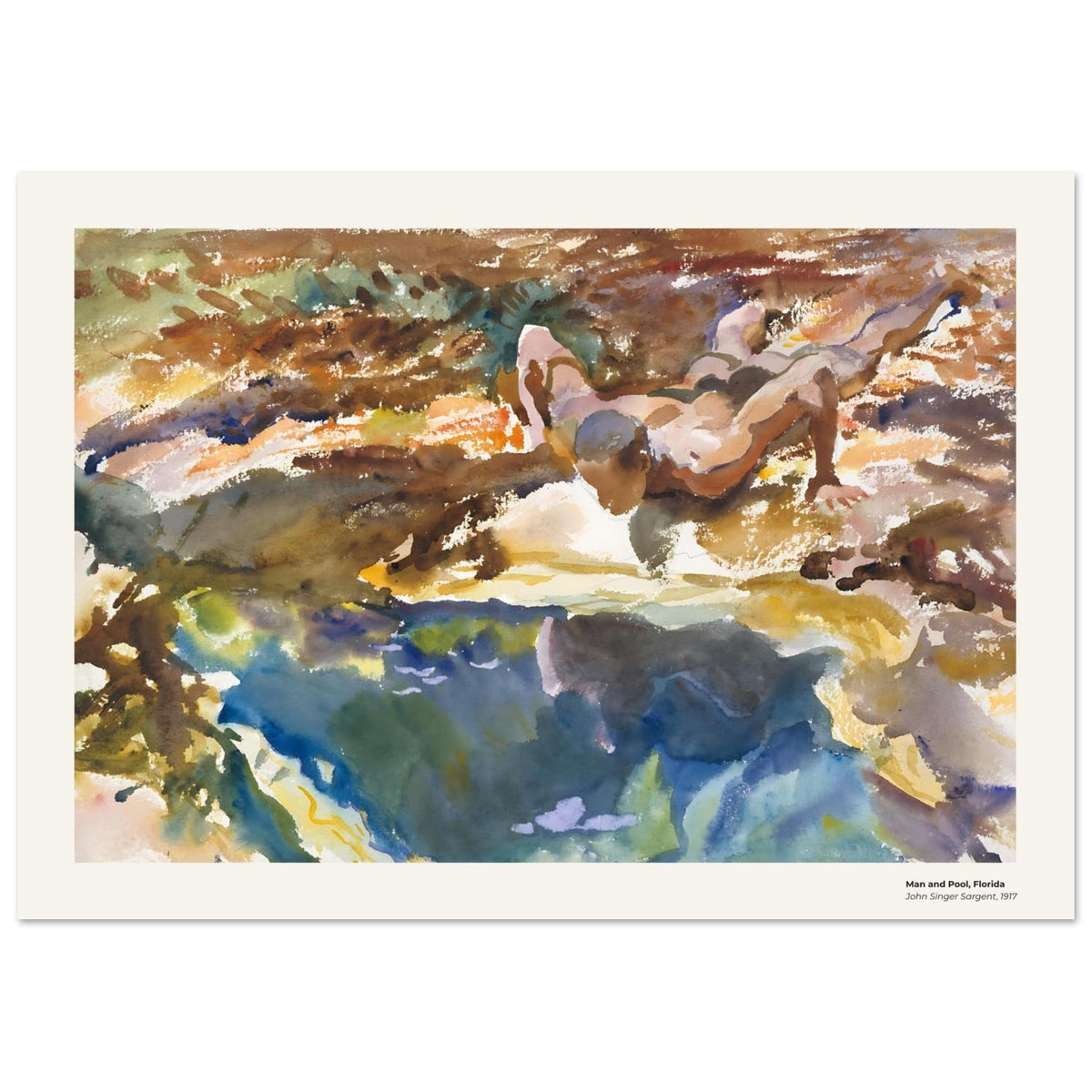 Homme et piscine, Floride – John Singer Sargent, détail de la reproduction