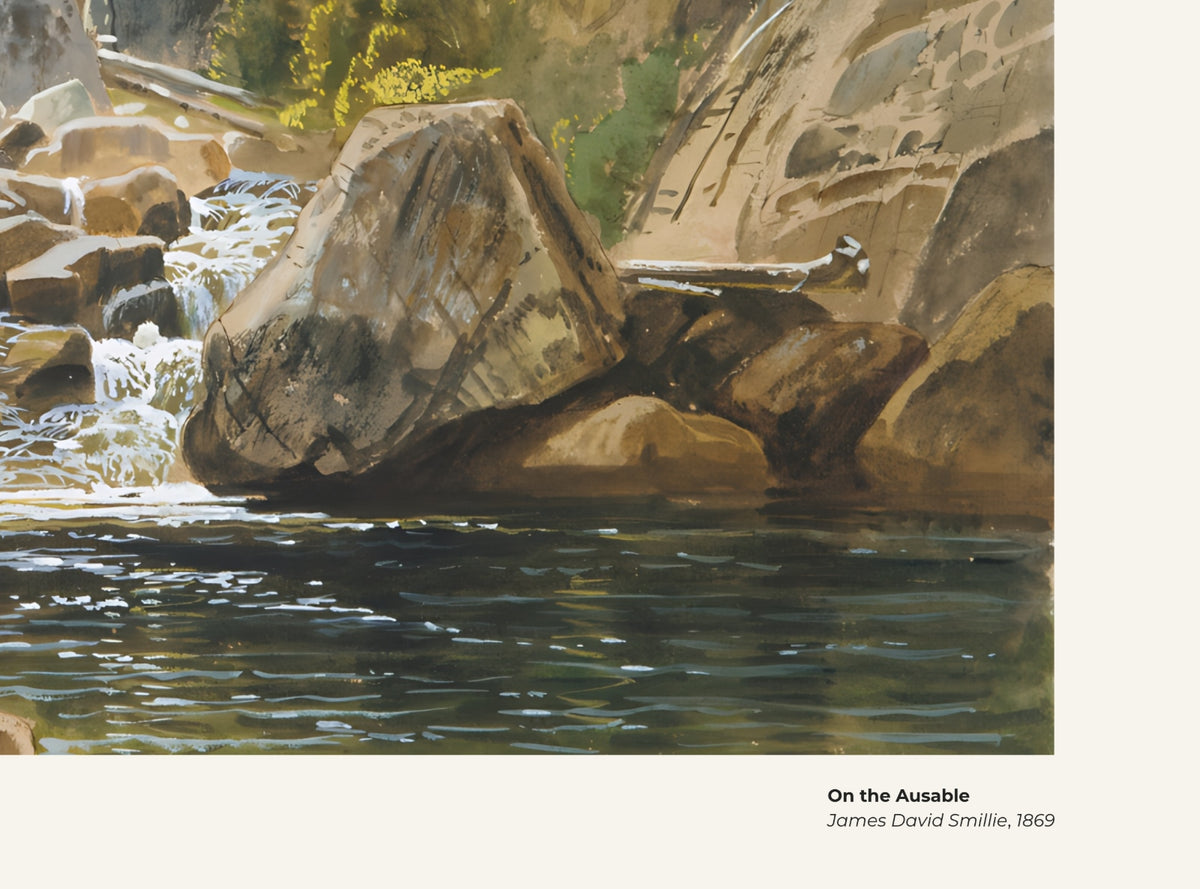 Sur l'Ausable – James David Smillie, avec légende titre et artiste