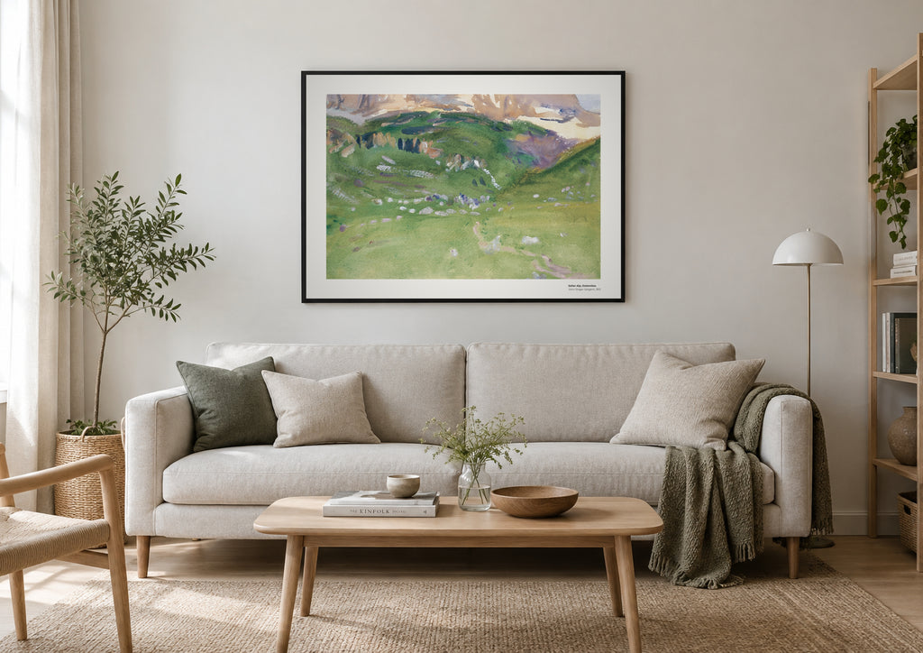 Alpe de Sella, Dolomites – John Singer Sargent, aperçu encadré en situation