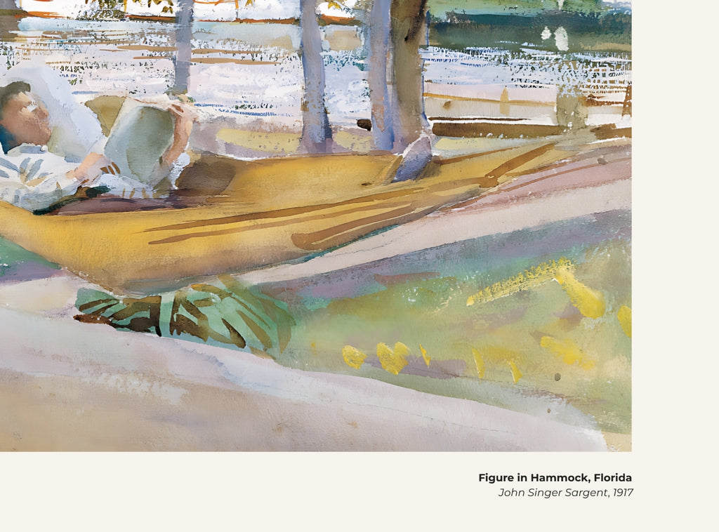 Silhouette dans un hamac, Floride – John Singer Sargent, avec légende titre et artiste
