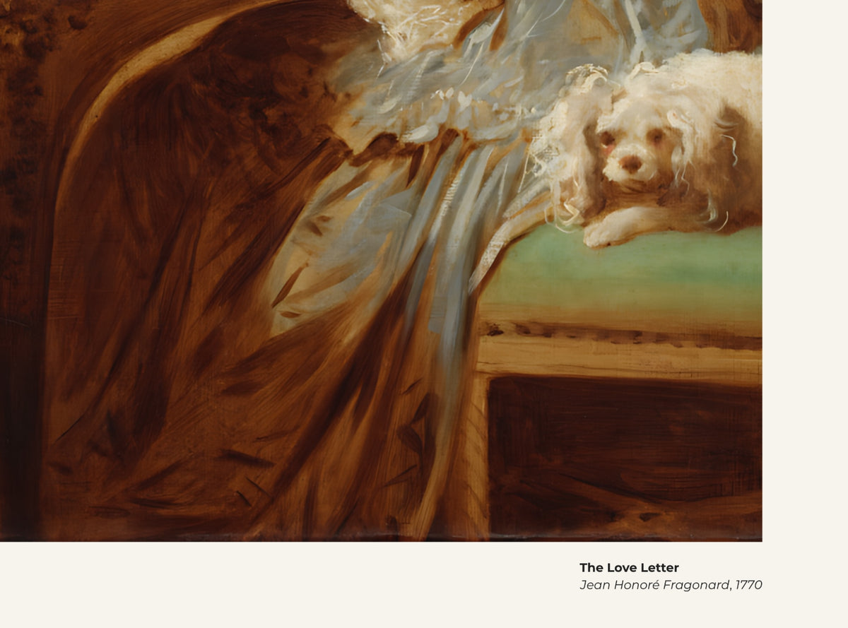 La lettre d'amour – Jean Honoré Fragonard, avec légende titre et artiste
