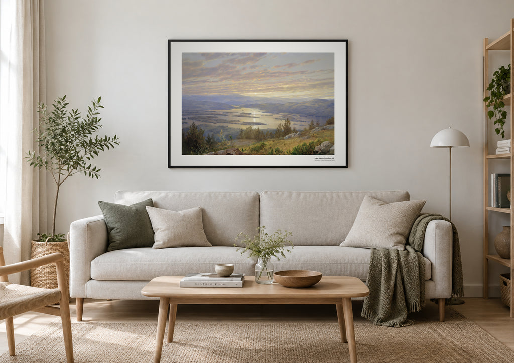 Le lac Squam vu depuis Red Hill – William Trost Richards, aperçu encadré en situation