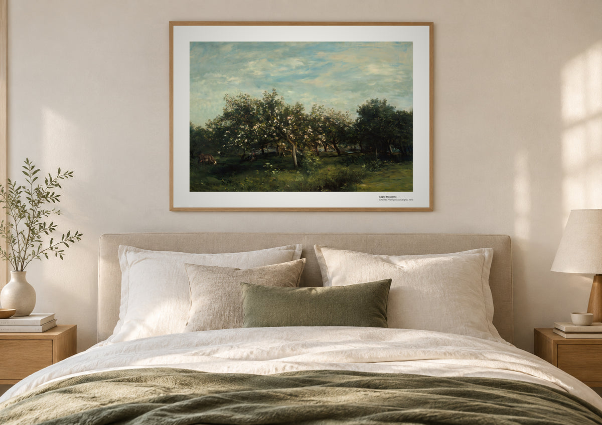 Fleurs de pommier – Charles-François Daubigny, aperçu encadré en situation