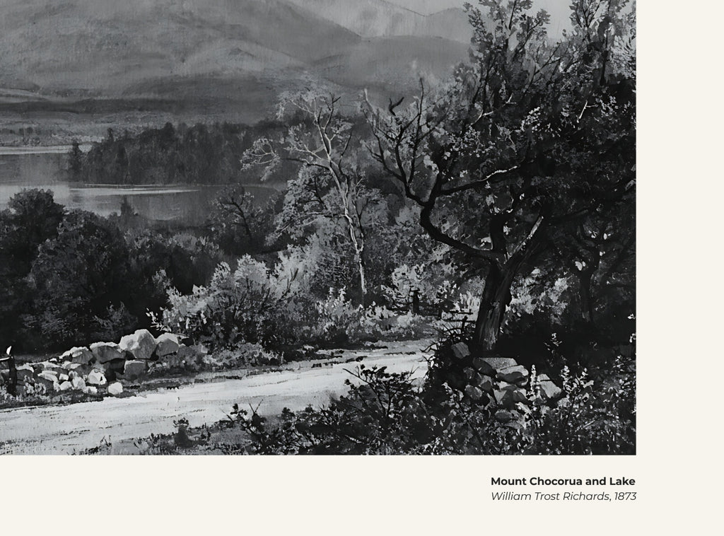 Le mont Chocorua et le lac – William Trost Richards, avec légende titre et artiste