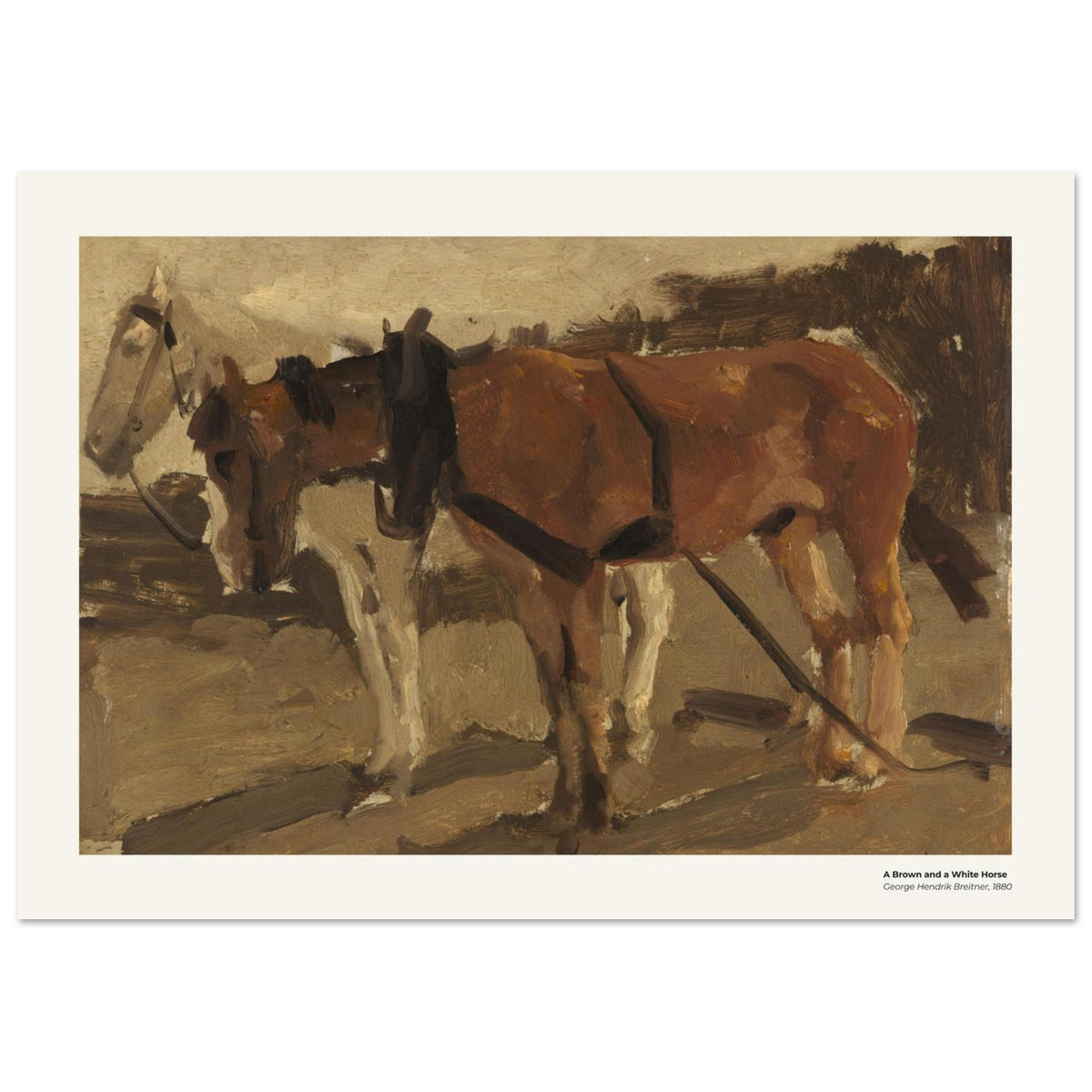 Un cheval brun et un cheval blanc – George Hendrik Breitner, détail de la reproduction