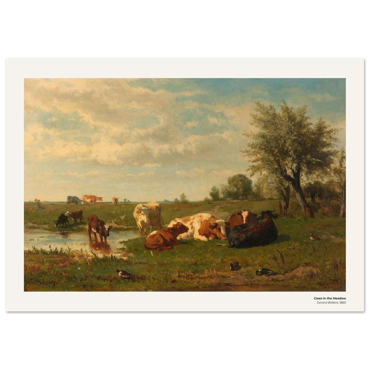 Vaches dans la prairie – Gerard Bilders, détail de la reproduction