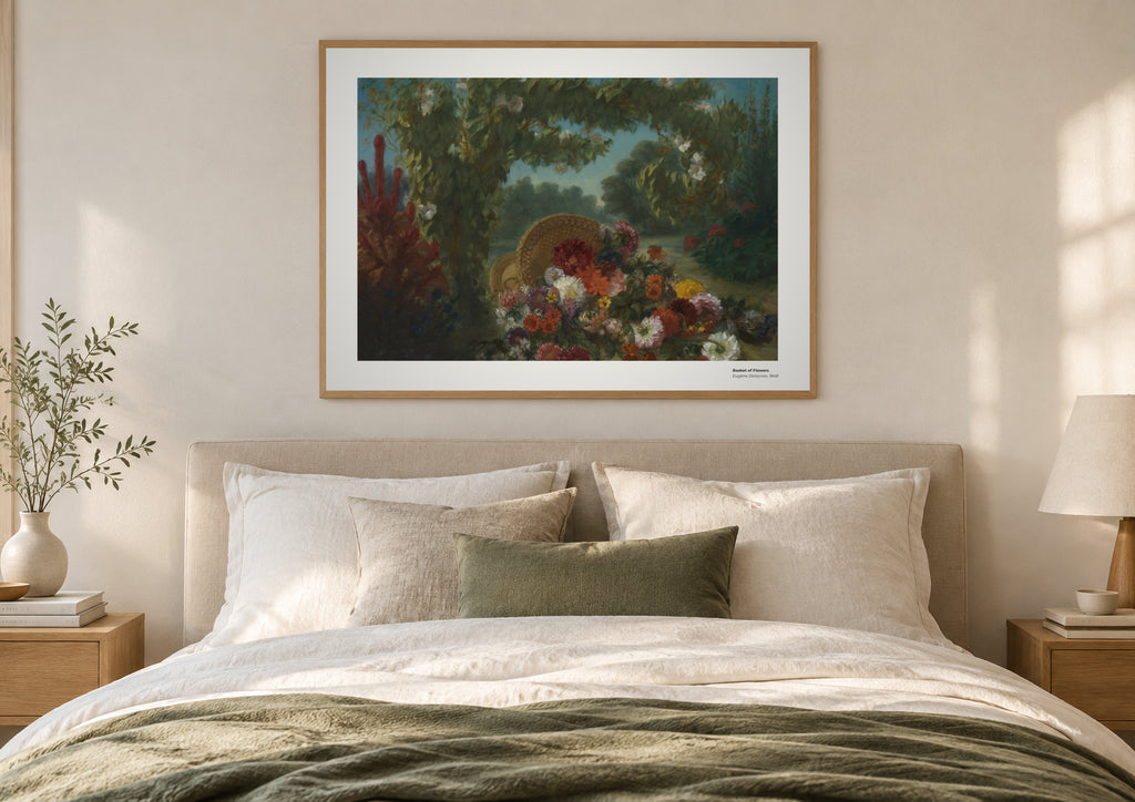 Panier de fleurs – Eugène Delacroix, aperçu encadré en situation
