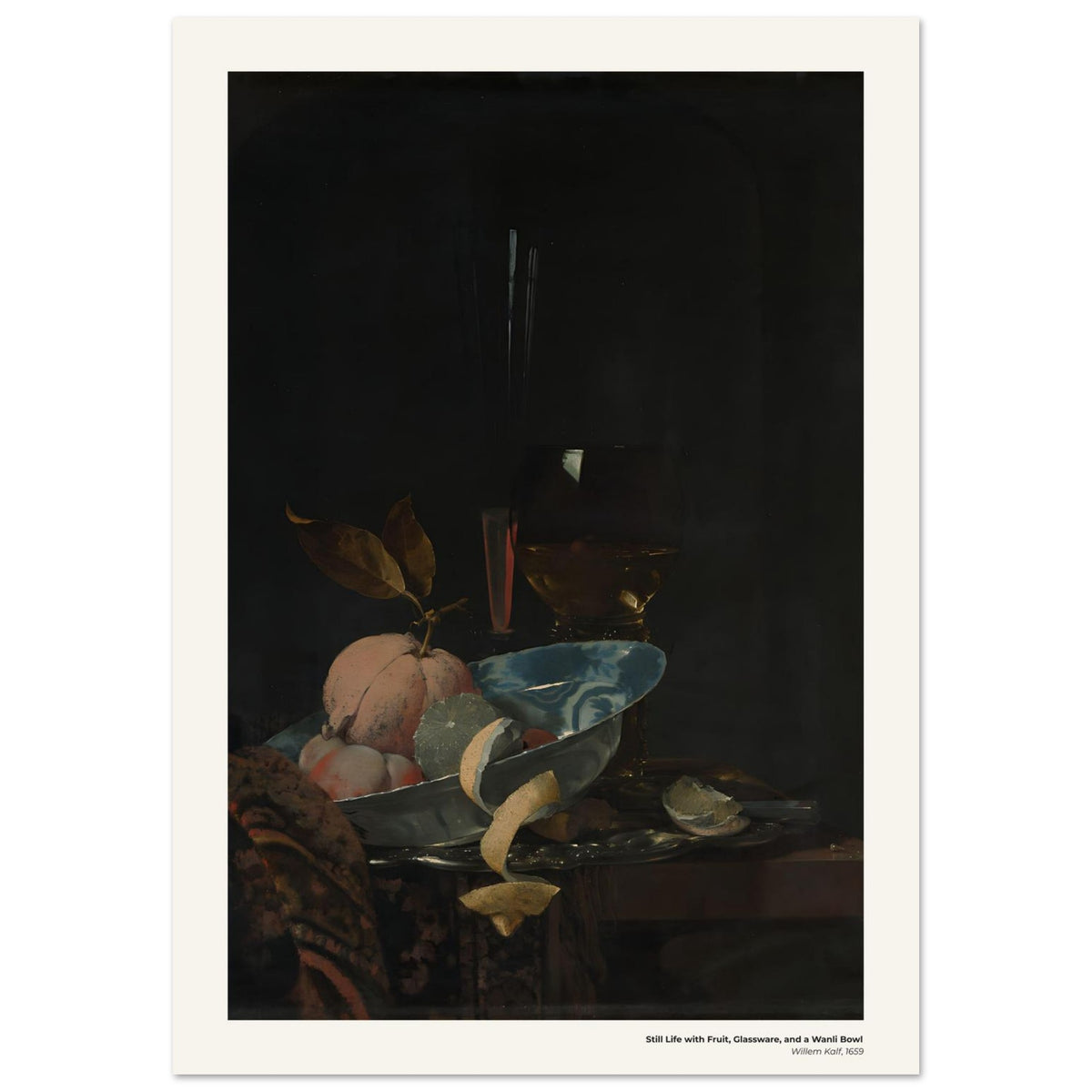 Nature morte aux fruits, à la verrerie et au bol Wanli – Willem Kalf, reproduction d'art