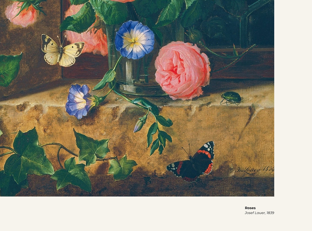Roses – Josef Lauer, avec légende titre et artiste