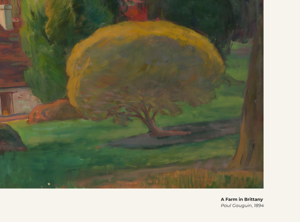 Une ferme en Bretagne – Paul Gauguin, avec légende titre et artiste