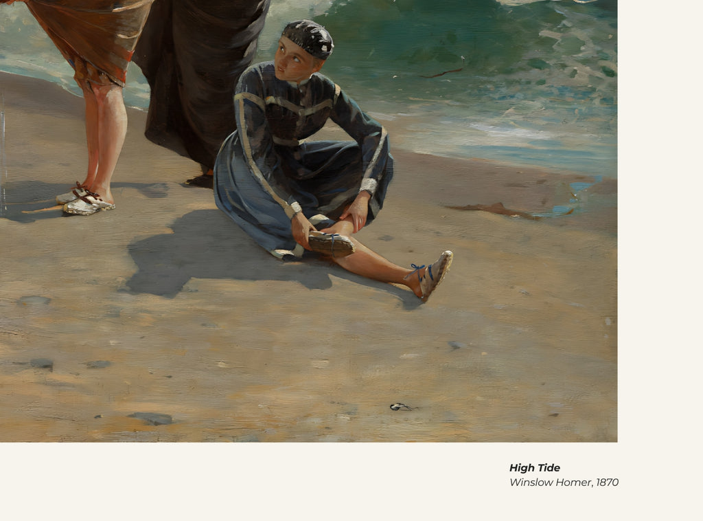Marée haute – Winslow Homer, avec légende titre et artiste