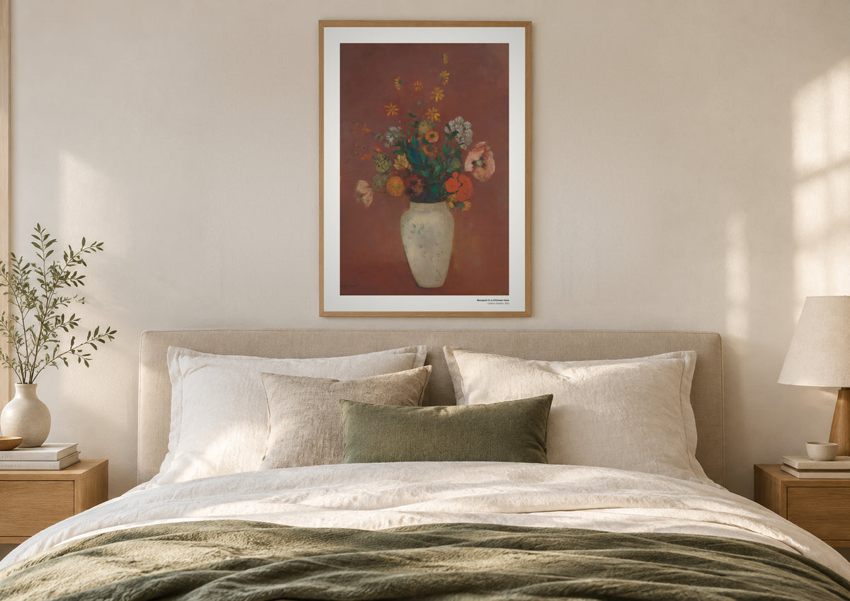 Bouquet dans un vase chinois – Odilon Redon, aperçu encadré en situation