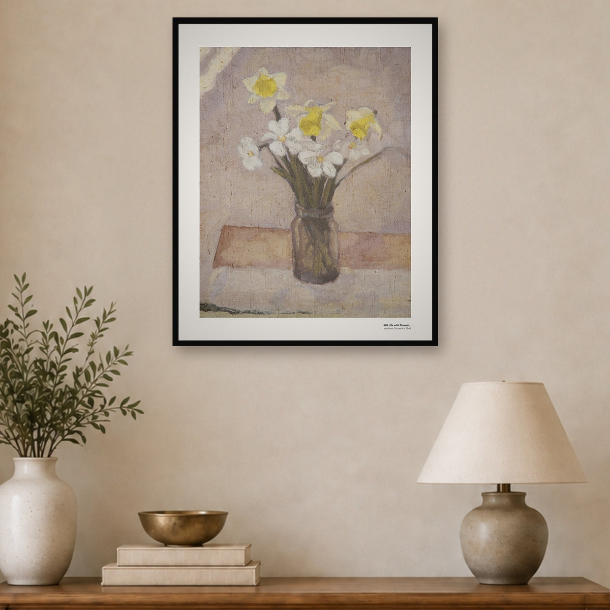 Nature morte aux fleurs – Walther Gamerith, aperçu encadré en situation