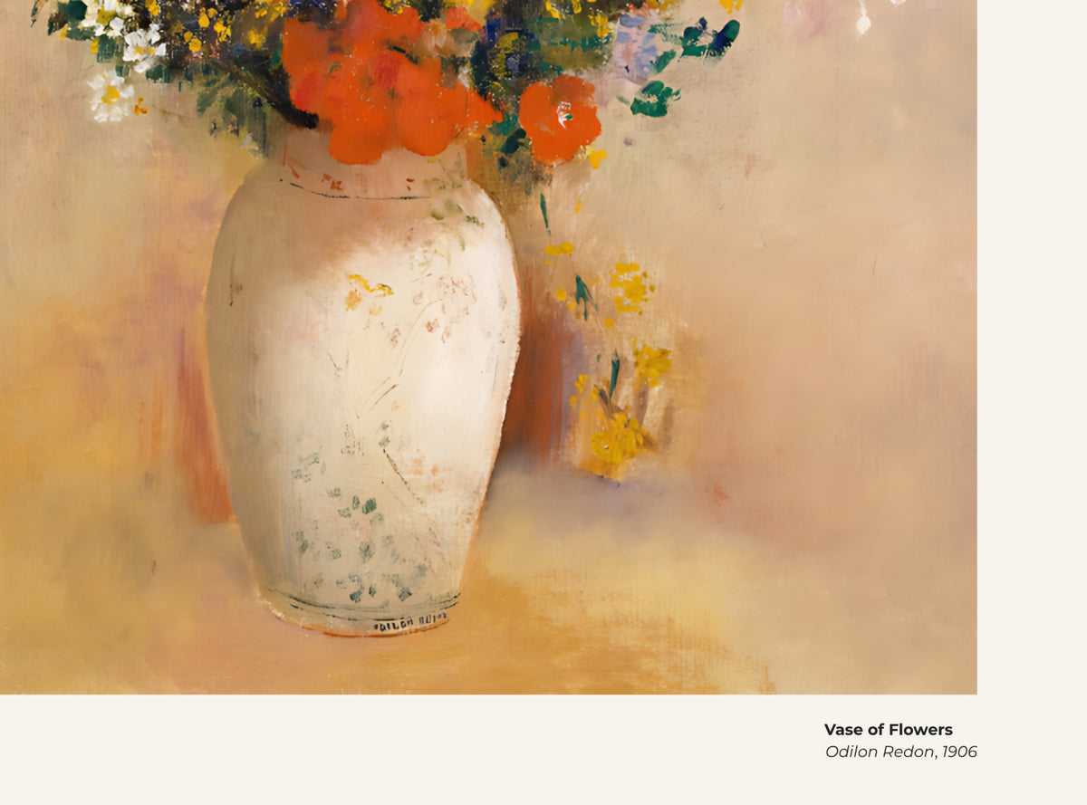 Vase de fleurs – Odilon Redon, avec légende titre et artiste