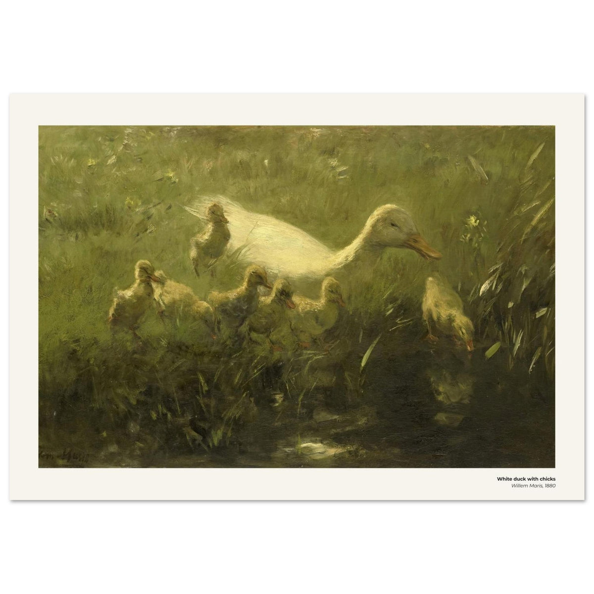 Canard blanc et ses canetons – Willem Maris, détail de la reproduction