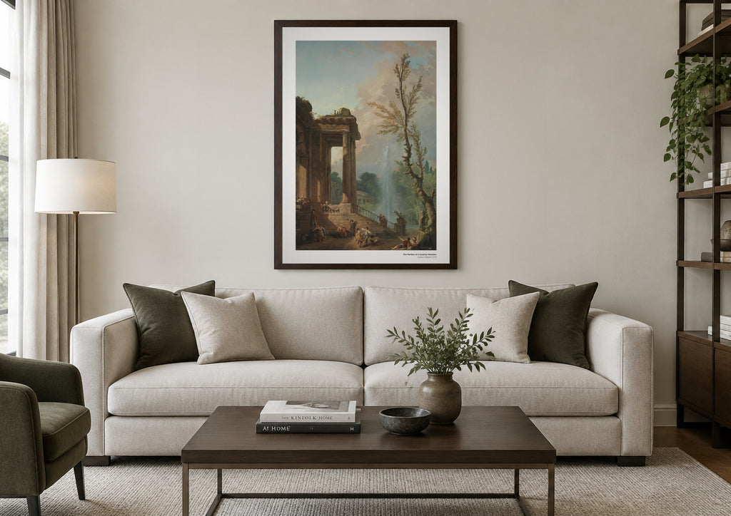 Le portique d'une demeure de campagne – Hubert Robert, aperçu encadré en situation