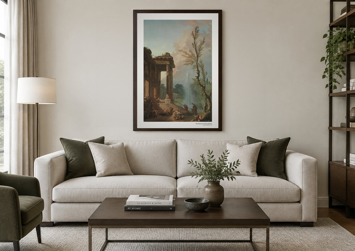 Le portique d'une demeure de campagne – Hubert Robert, aperçu encadré en situation