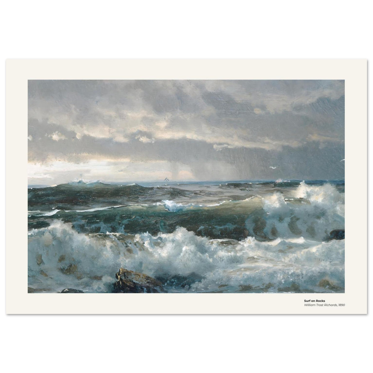 Déferlantes sur les rochers – William Trost Richards, reproduction d'art