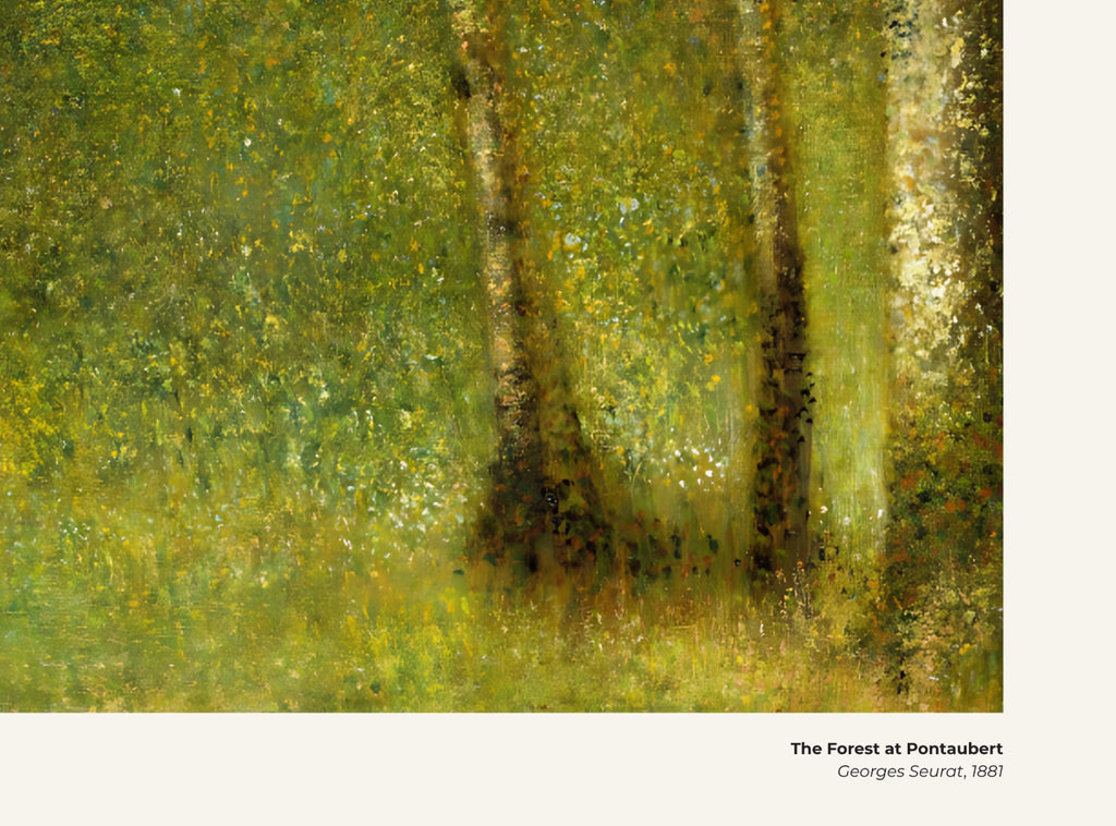La forêt de Pontaubert – Georges Seurat, avec légende titre et artiste