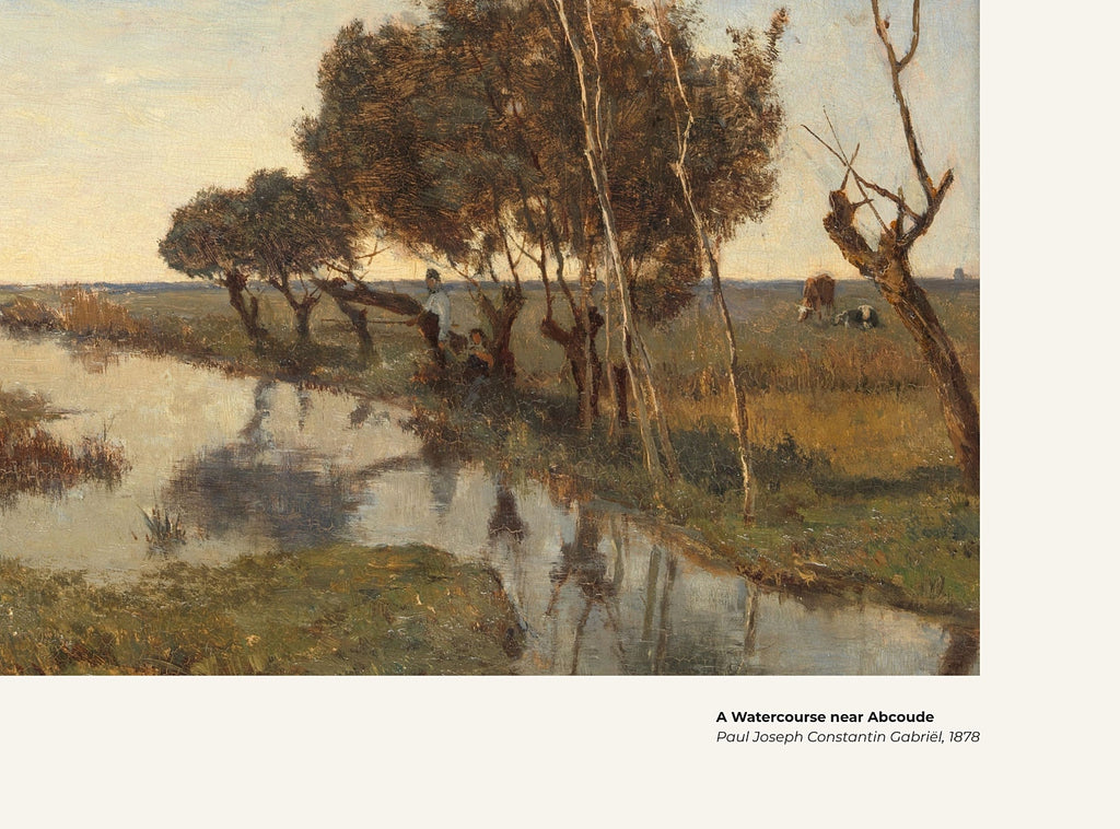 Un cours d'eau près d'Abcoude – Paul Joseph Constantin Gabriël, avec légende titre et artiste