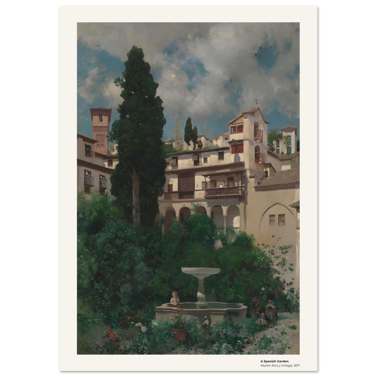 Un jardin espagnol – Martín Rico y Ortega, détail de la reproduction