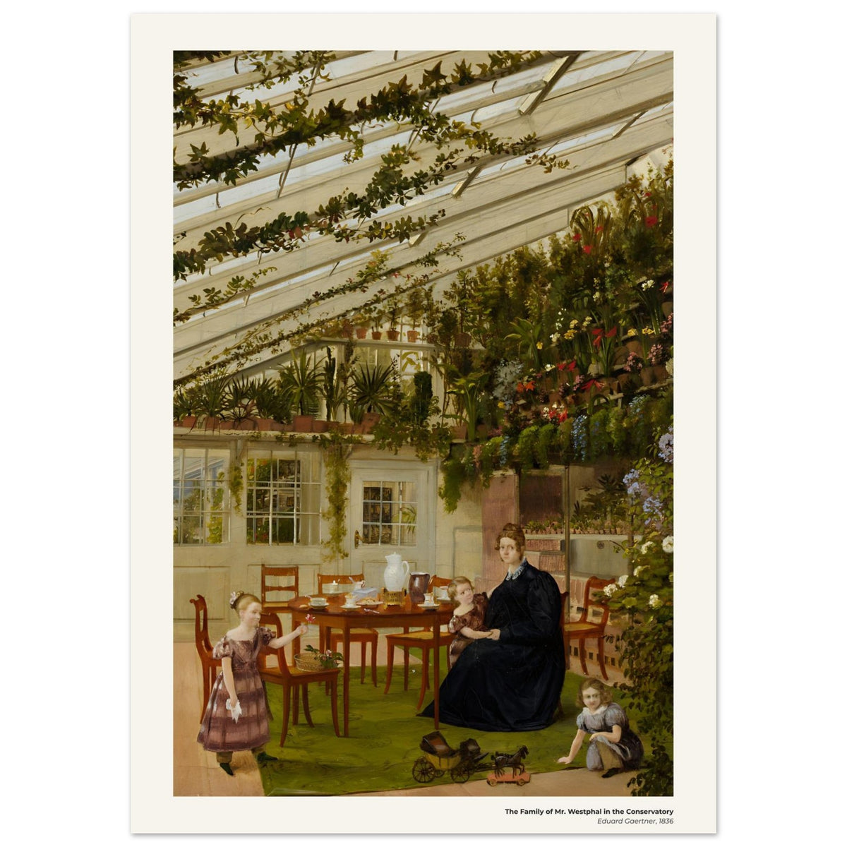 La famille de M. Westphal dans la véranda – Eduard Gaertner, détail de la reproduction