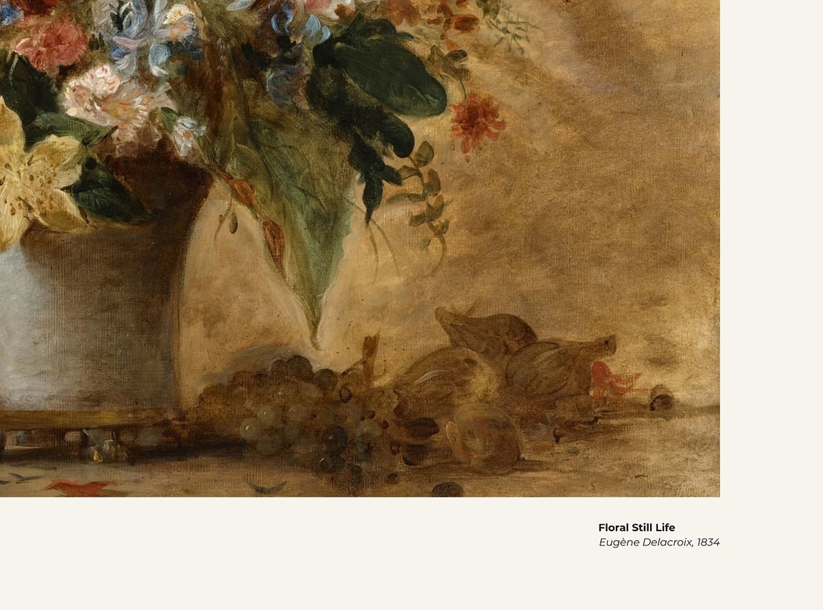nature morte florale – Eugène Delacroix, avec légende titre et artiste