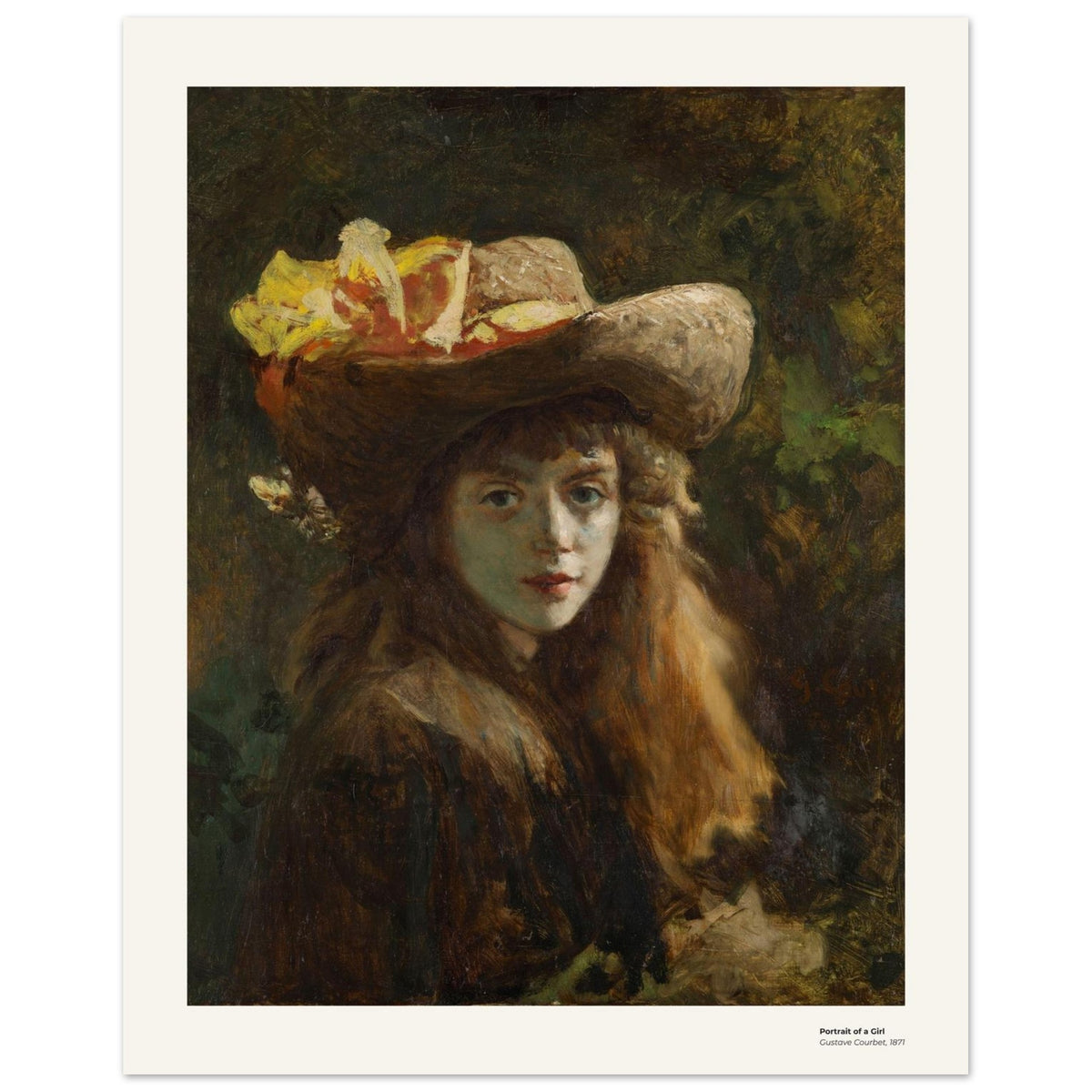 Portrait d'une jeune fille – Gustave Courbet, détail de la reproduction