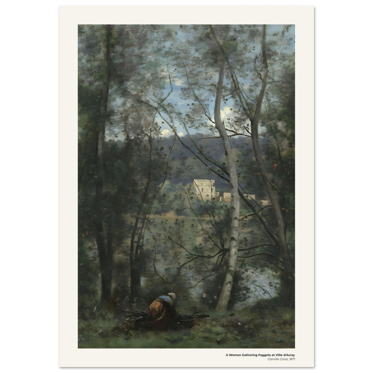 Femme ramassant des fagots à Ville-d'Avray – Camille Corot, reproduction d'art
