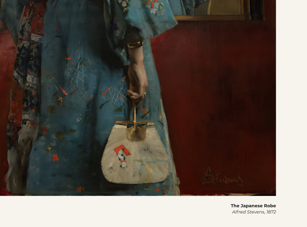 La robe japonaise – Alfred Stevens, avec légende titre et artiste
