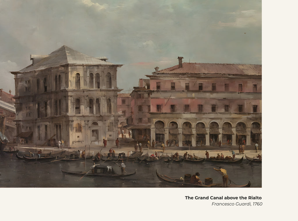 Le Grand Canal en amont du Rialto – Francesco Guardi, avec légende titre et artiste