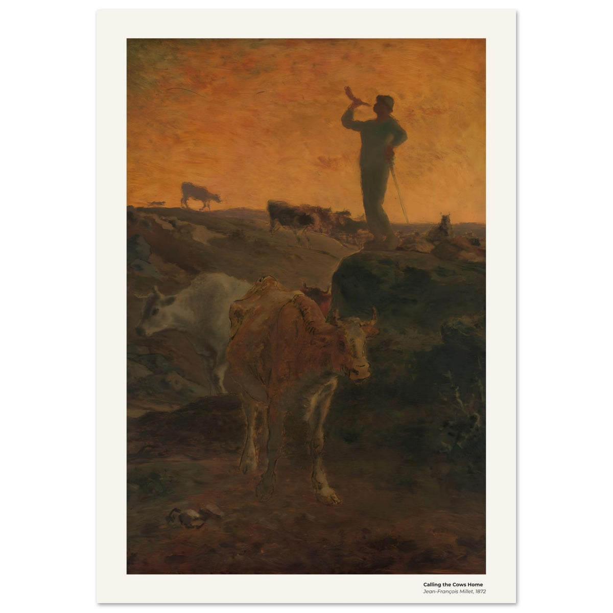 Rappeler les vaches à l'étable – Jean-François Millet, détail de la reproduction