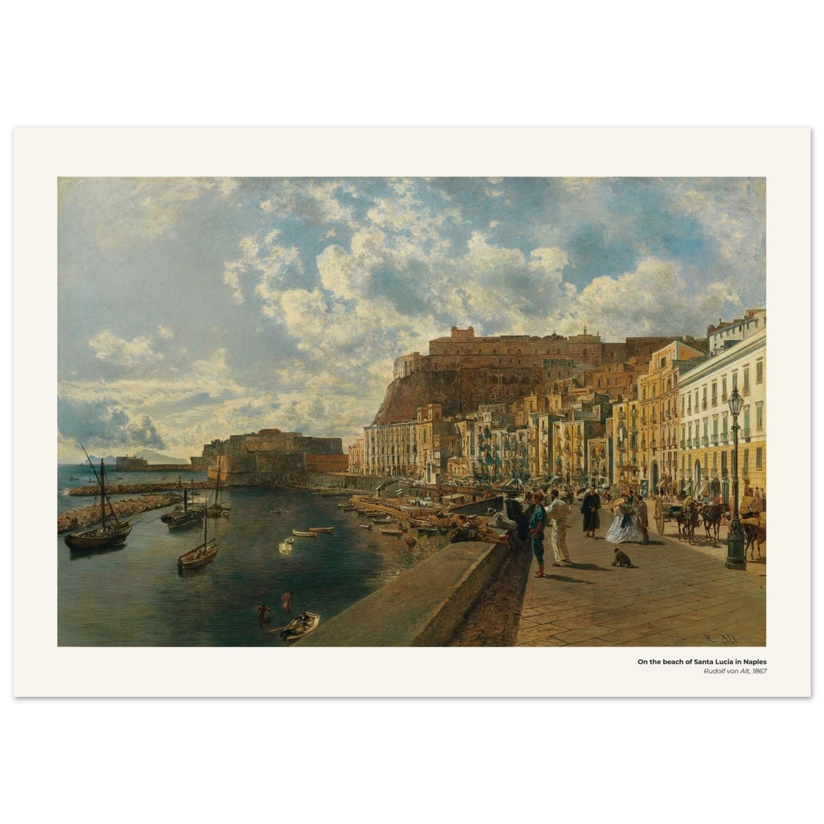 Sur la plage de Santa Lucia à Naples – Rudolf von Alt, reproduction d'art