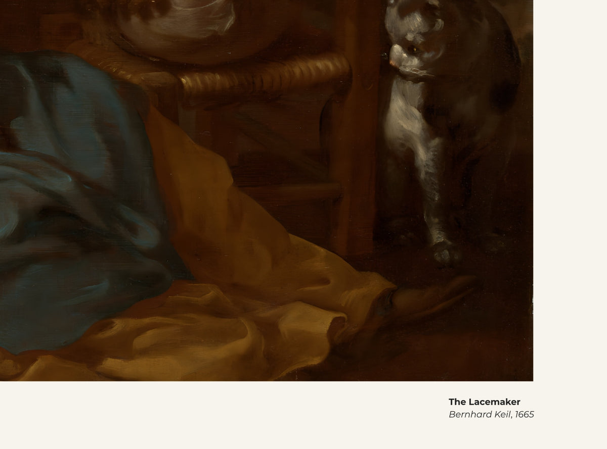 La Dentellière – Bernhard Keil, avec légende titre et artiste